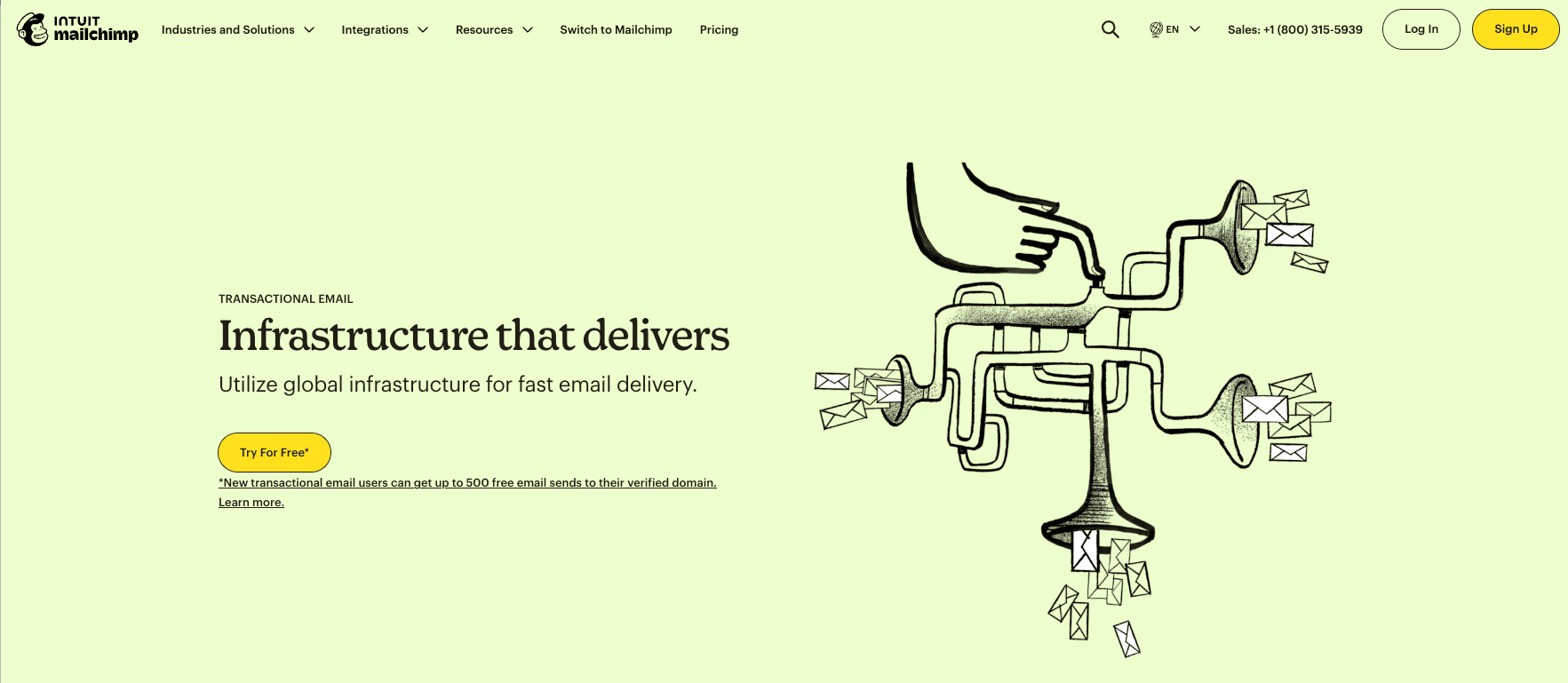 Mailchimp homepage Mailchimp homepage