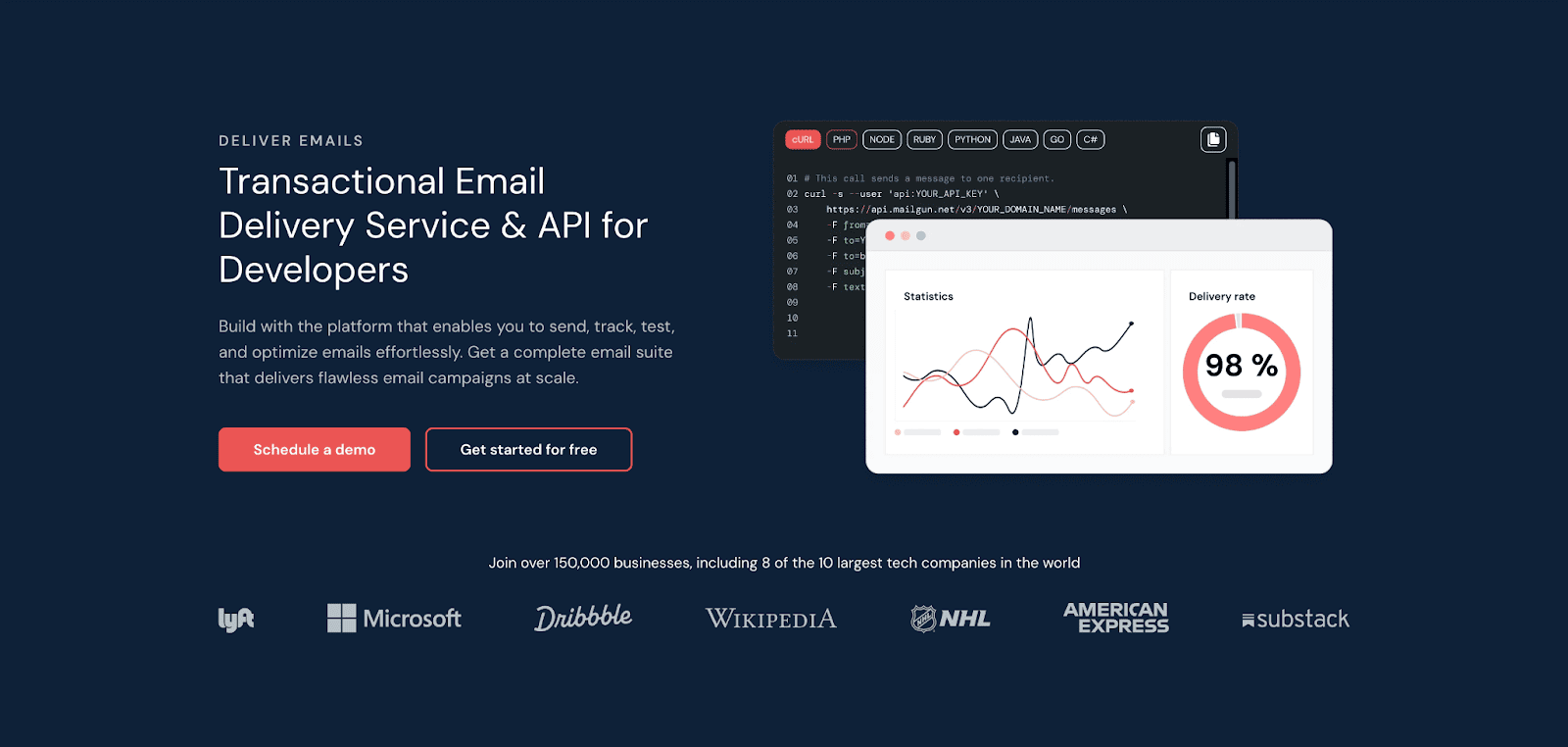 Mailgun homepage Mailgun homepage