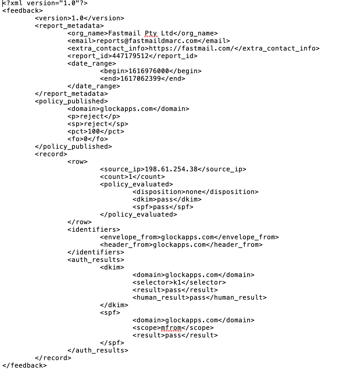 DMARC aggregate report example DMARC aggregate report example