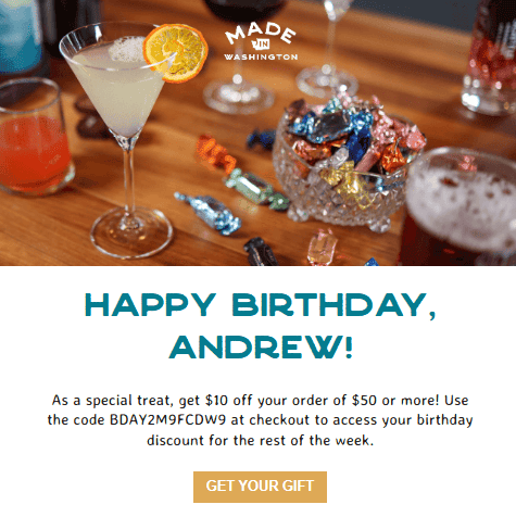 Example of a gift card email Example of a gift card email