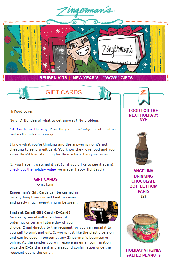 Example of a gift card email Example of a gift card email