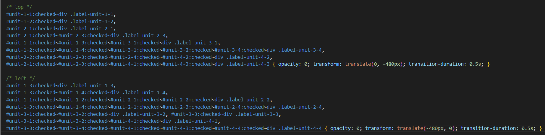 Cars’ animations code Cars’ animations code
