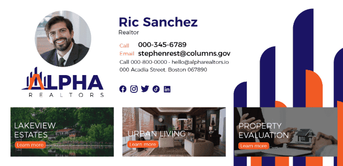 Example of an email signature with separate images Example of an email signature with separate images