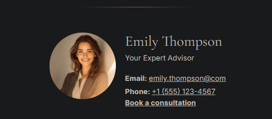 Example of an email signature in dark mode Example of an email signature in dark mode