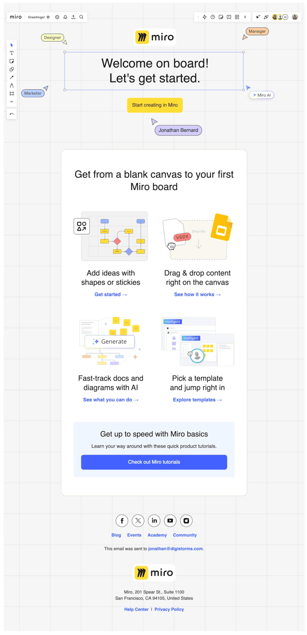 The welcome email example