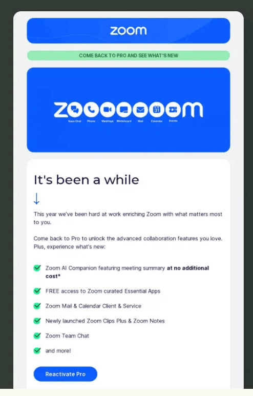 Re-engagement email example