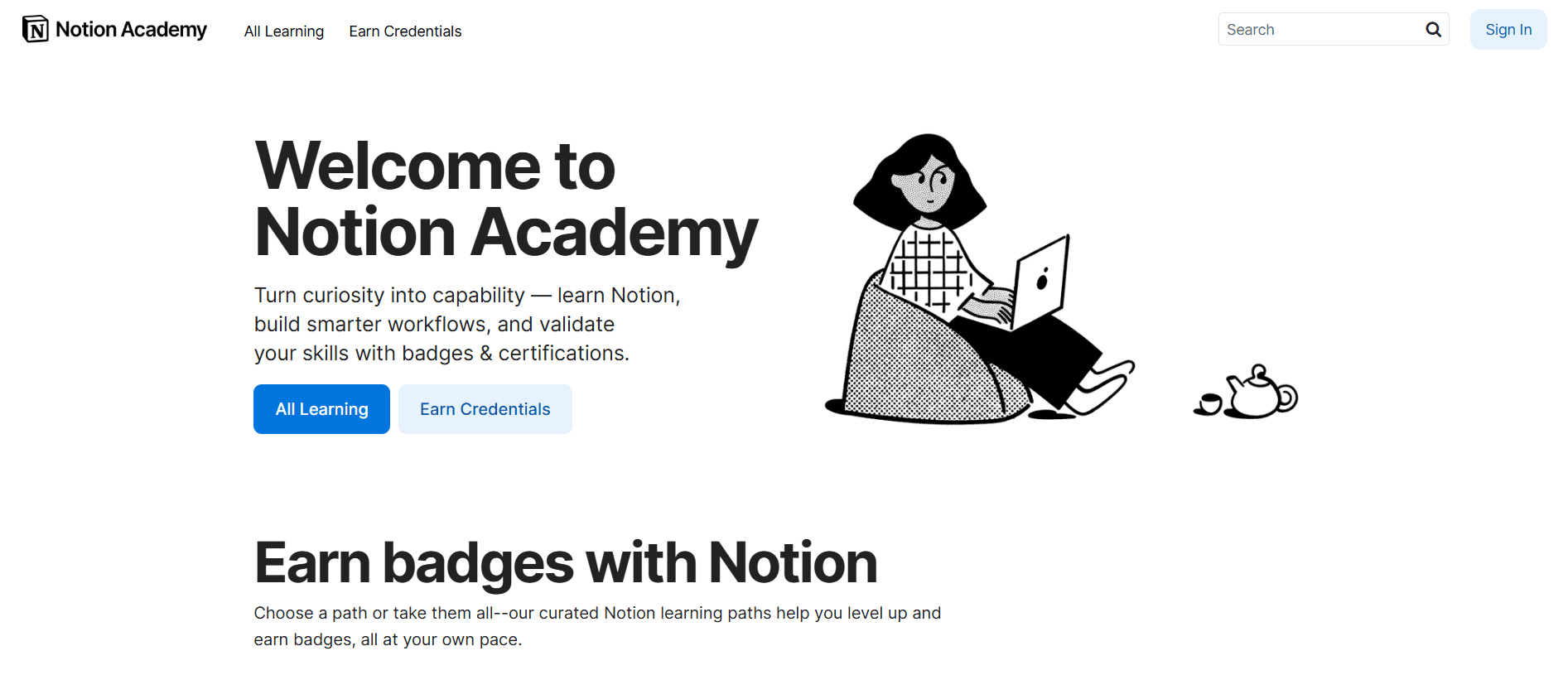 Example of onboarding landing page
