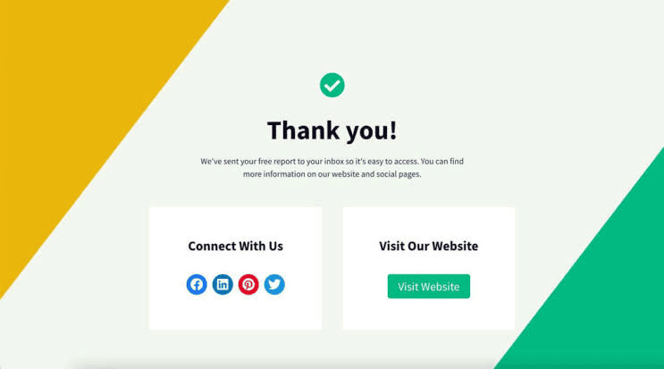 A thank-you landing page