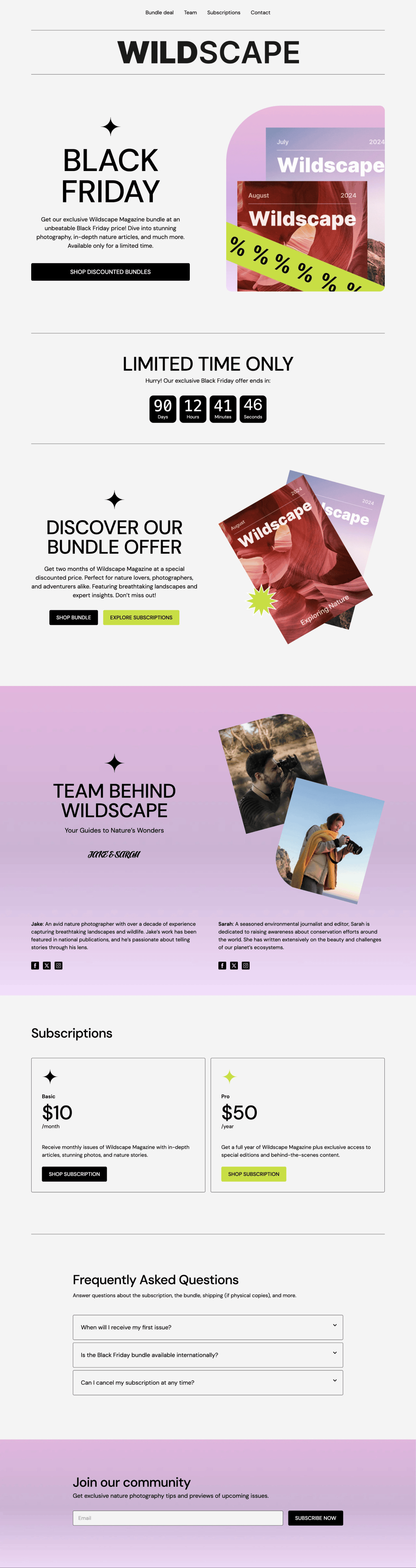 Seasonal sale with a focused campaign landing page