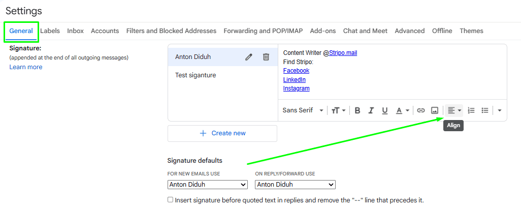 Gmail signature settings Gmail signature settings