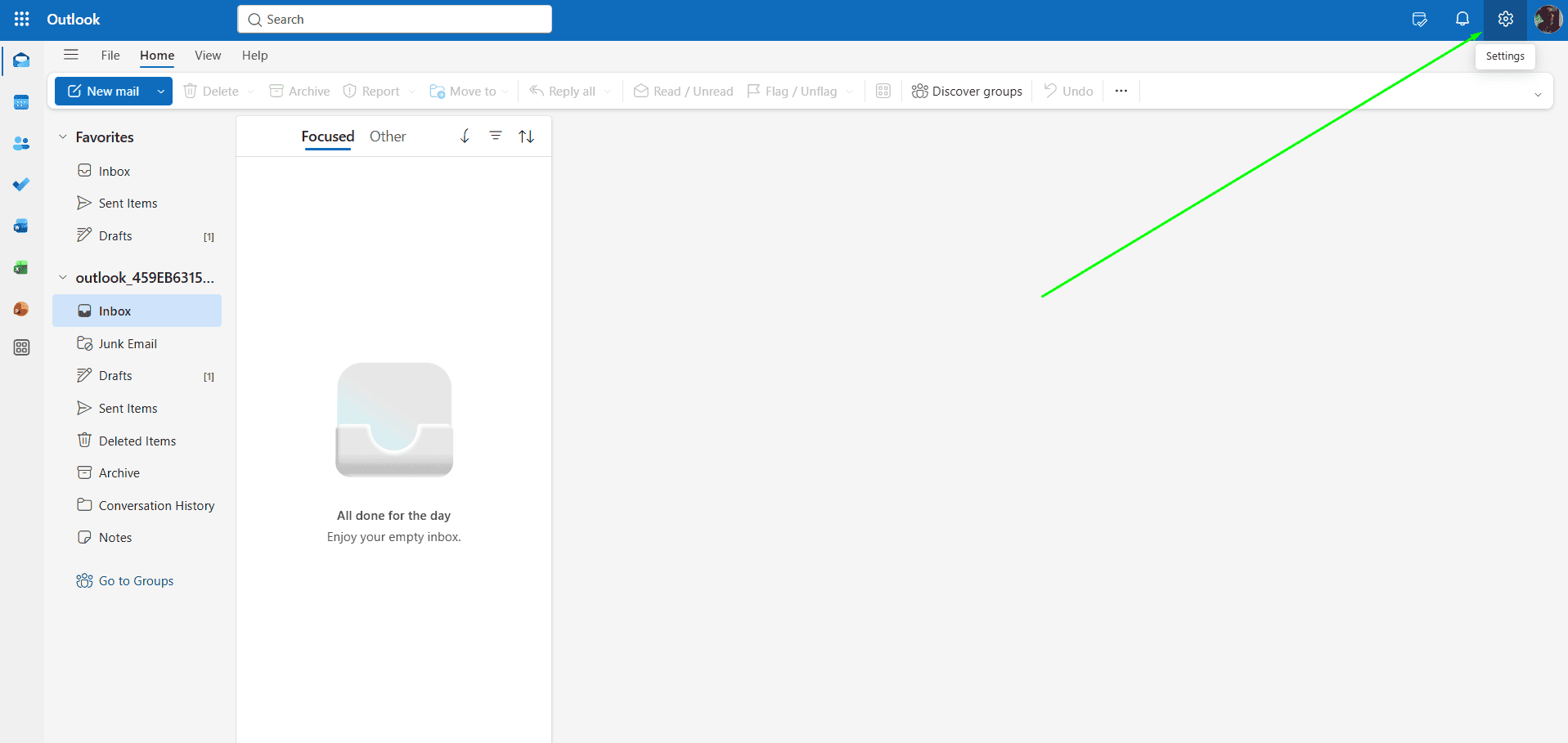 Outlook settings Outlook settings