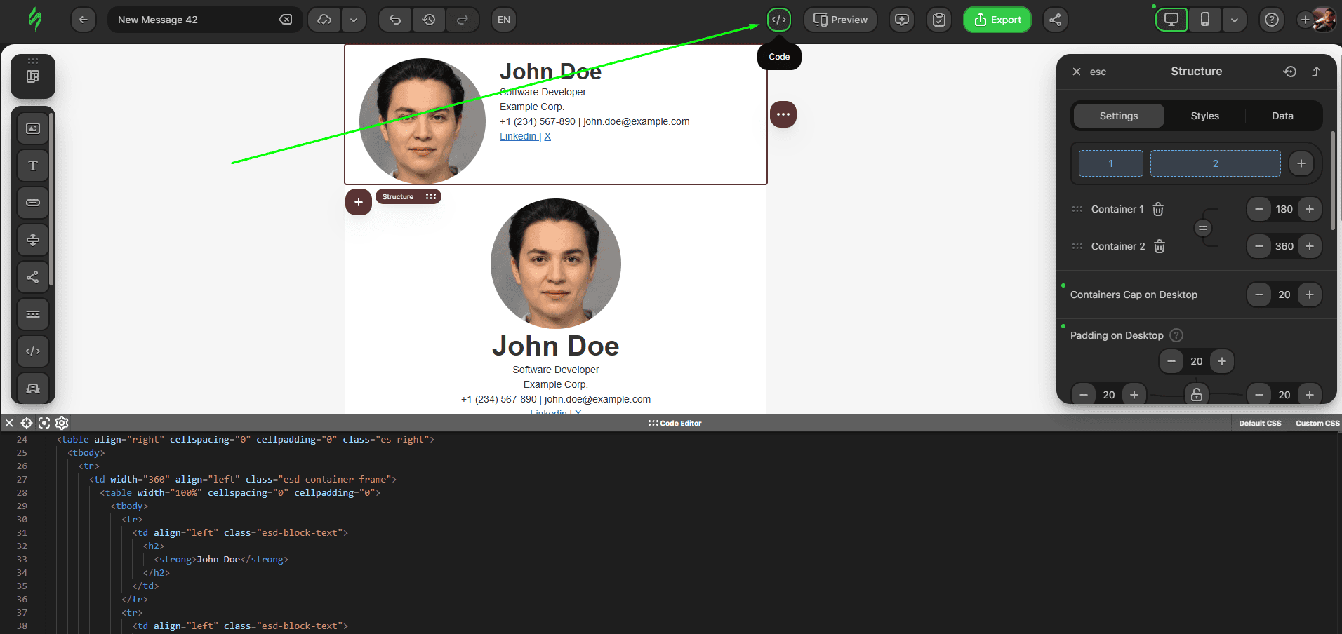 Stripo code editor Stripo code editor