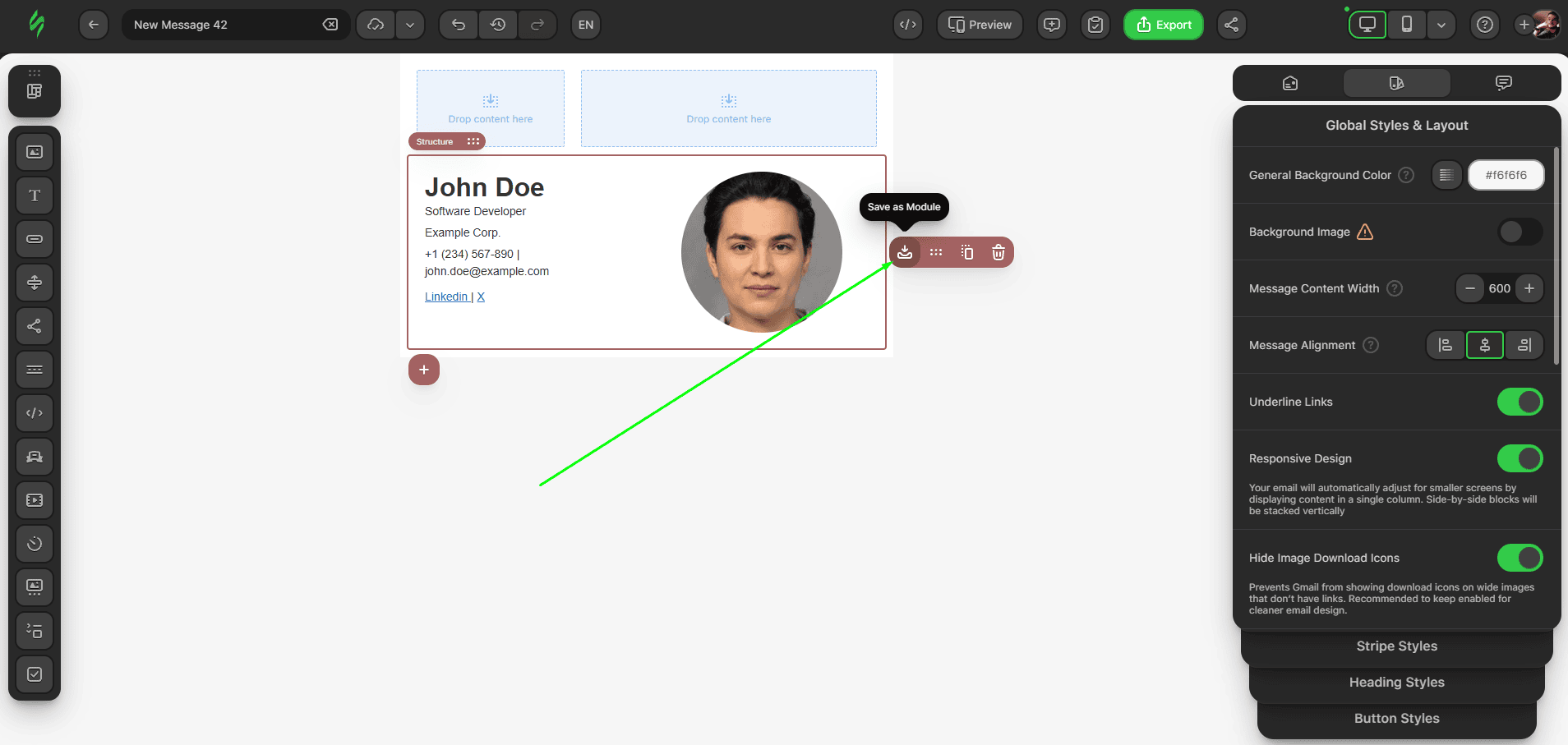 Saving email part as a module Saving email part as a module