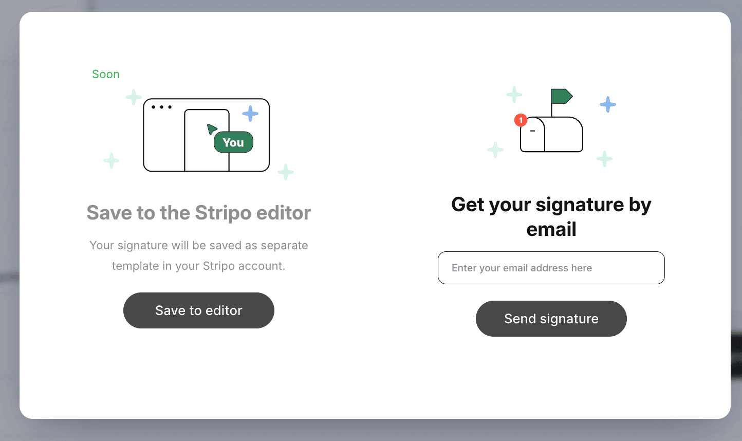 Zwei Optionen zur Signaturerstellung in Stripo Zwei Optionen zur Signaturerstellung in Stripo
