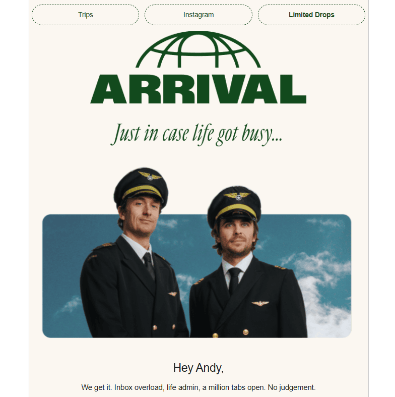 ARRIVAL re-engagement email and inbox overload copy ARRIVAL re-engagement email and inbox overload copy
