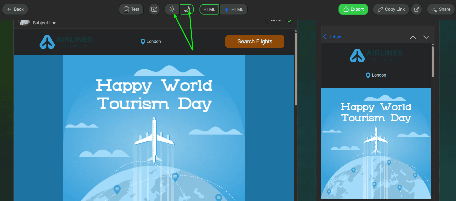 Stripo Dark mode options preview Stripo Dark mode options preview