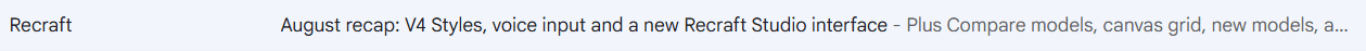 Example of a subject line and a preheader from Recraft
