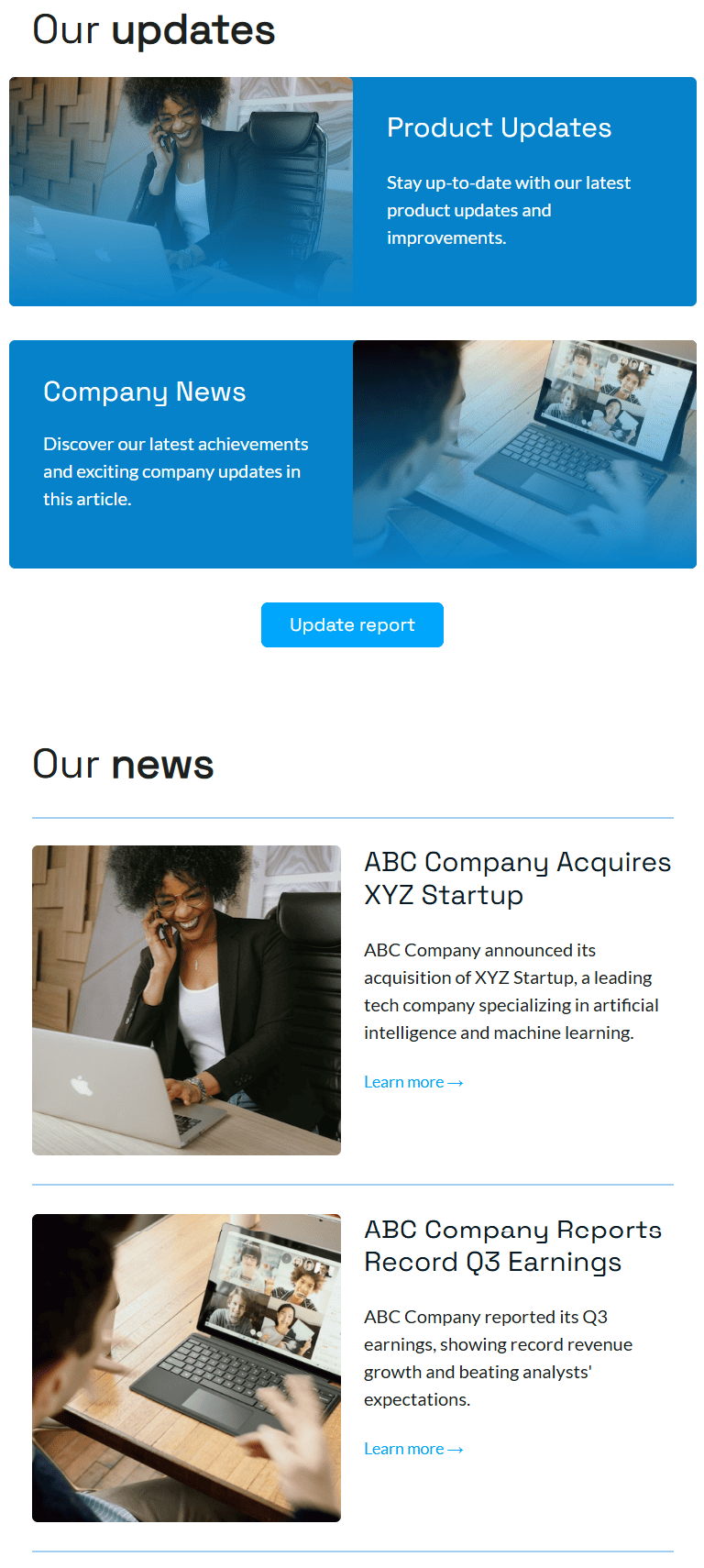 Example of CTA hierarchy in an email digest