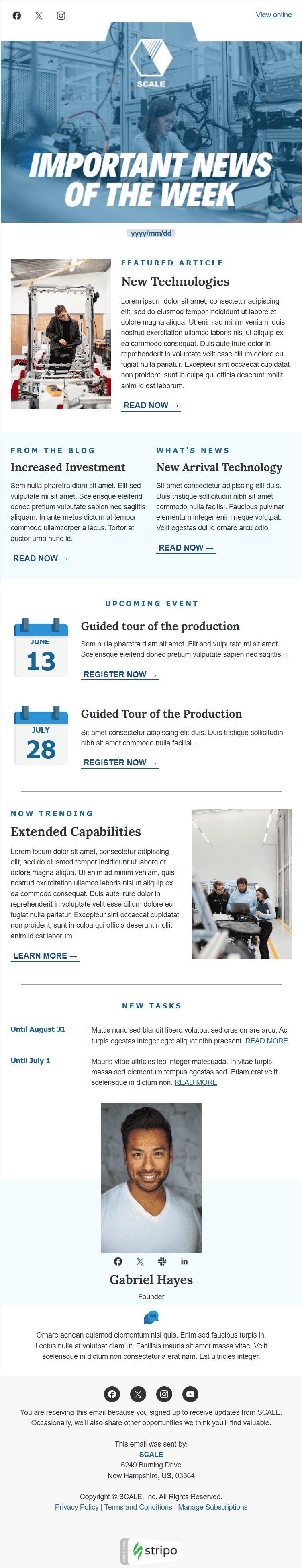 Example of an industry (news) digest email template