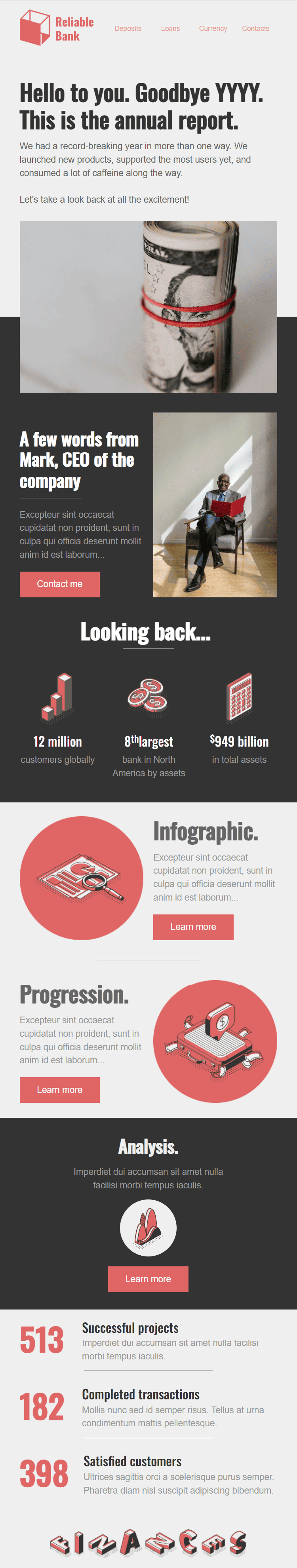 Example of stakeholder (financial or investor) report email template