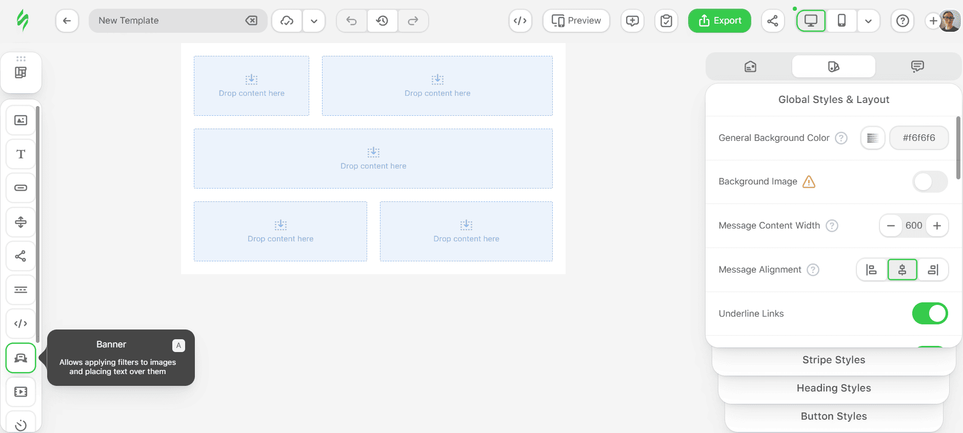 Adding a banner block in the Stripo editor
