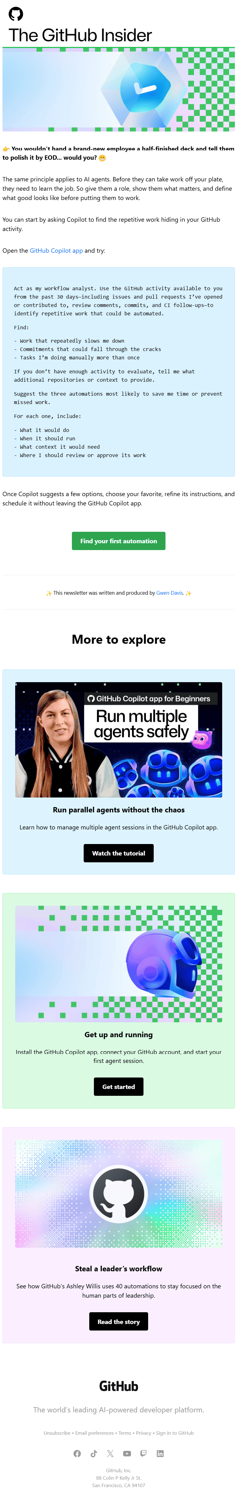 Example of GitHub email digest