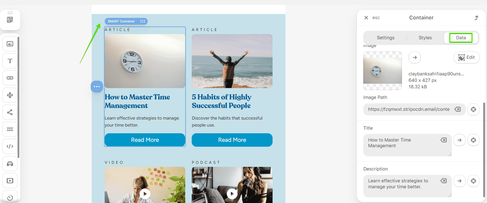 Smart elements in Stripo