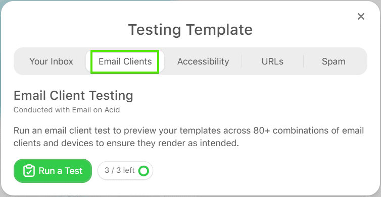Email testing feature in Stripo