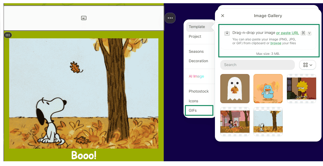 Adding a GIF to the email template in the Stripo editor