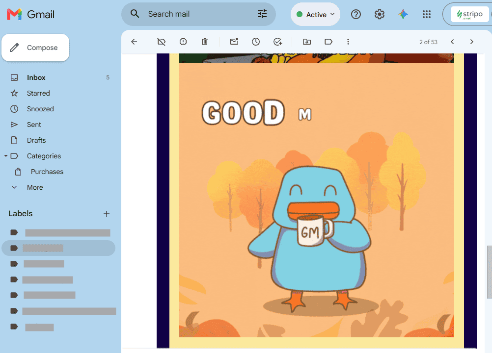 Frozen first frame of a GIF in an email