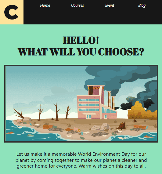 Example of the first frame of a GIF in an email