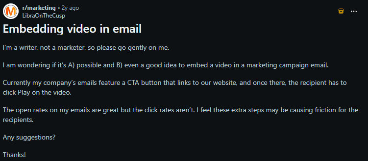 Native videos in emails problem