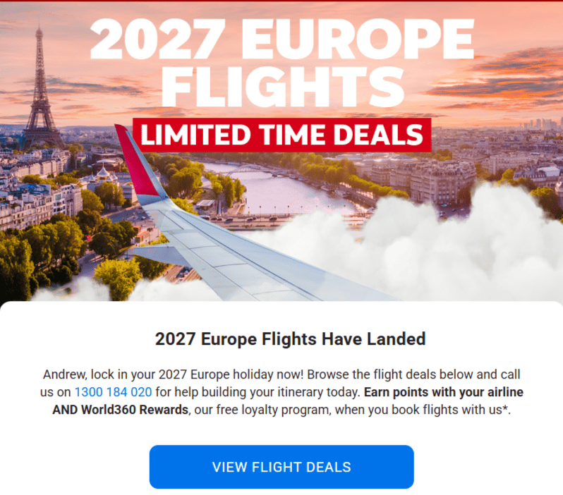 The email’s hero banner and main offer The email’s hero banner and main offer