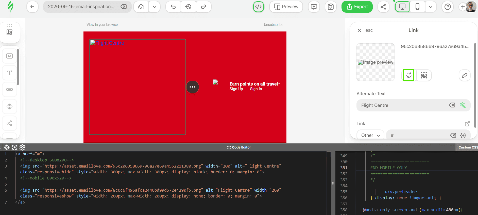 “Replace image” icon in the Stripo editor “Replace image” icon in the Stripo editor