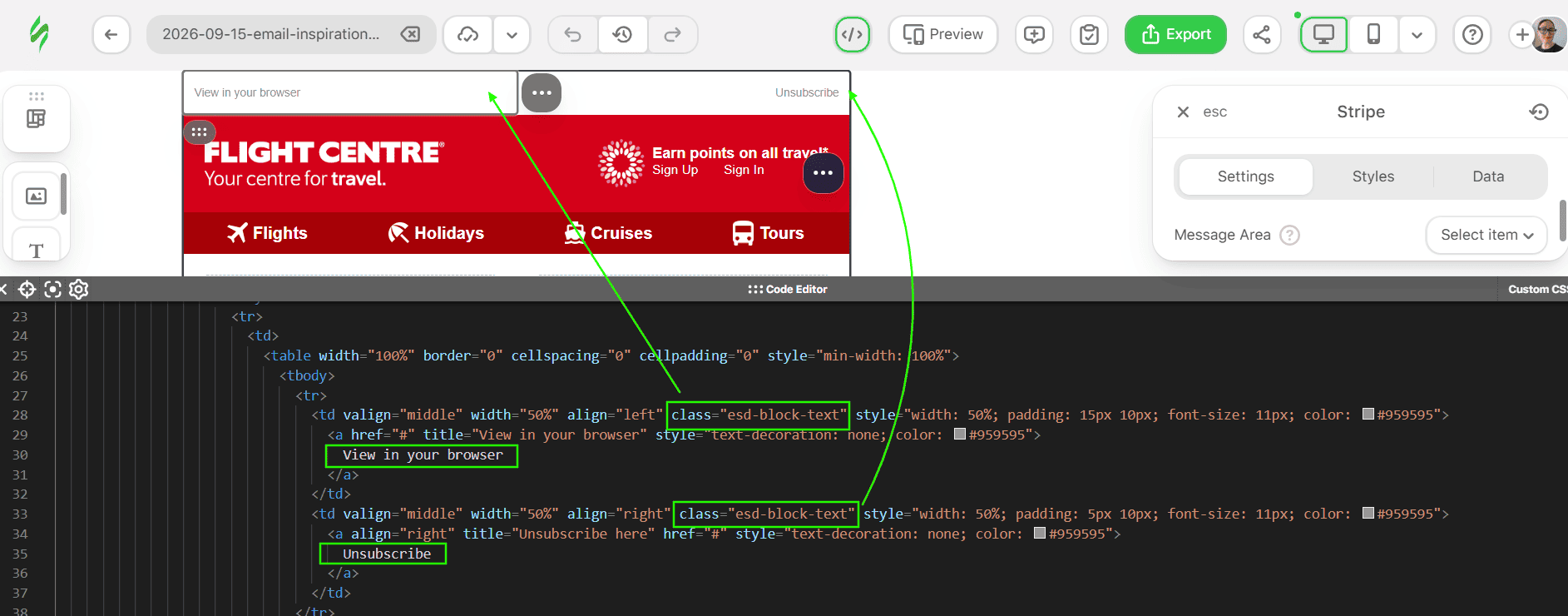 Adapting the preheader as a Text block Adapting the preheader as a Text block