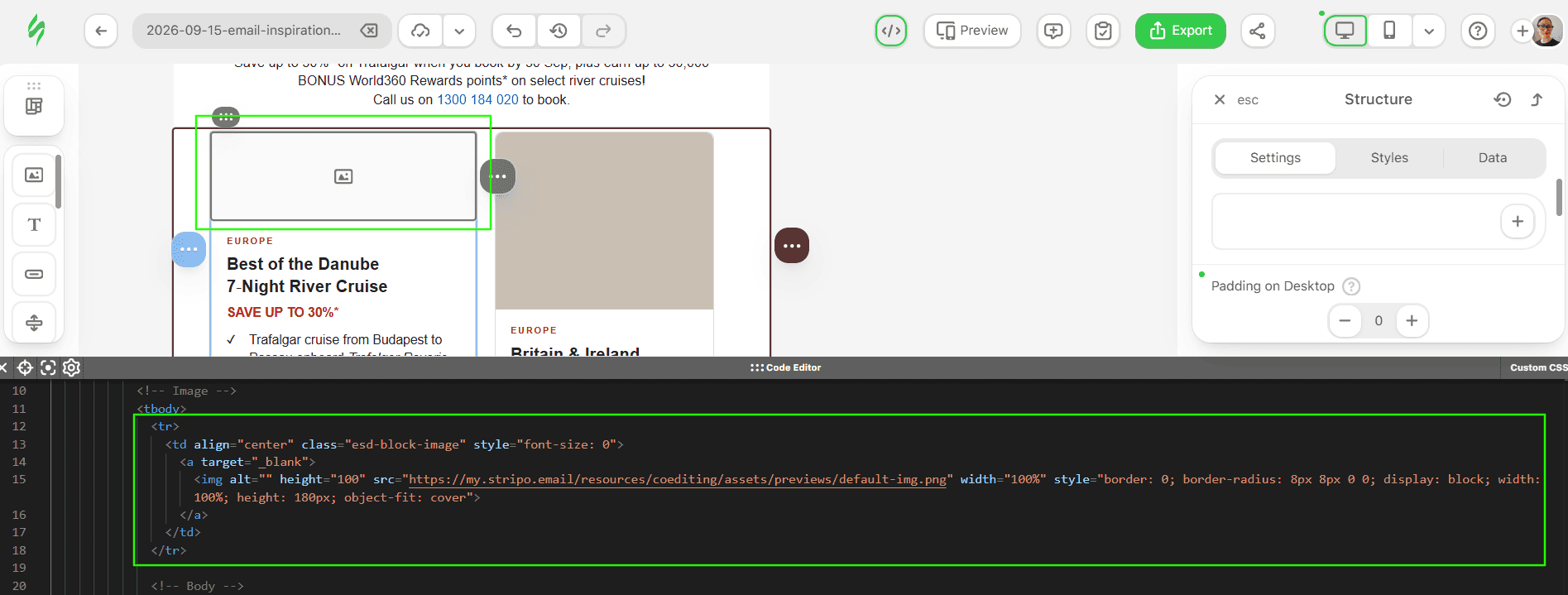 Converting the background image into a Stripo Image block Converting the background image into a Stripo Image block