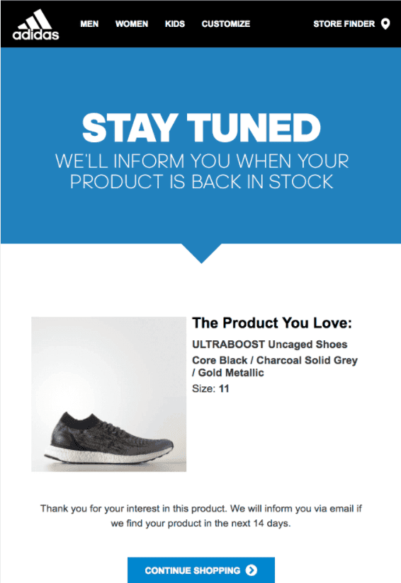 Notification de rupture de stock