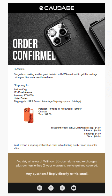 Caudabe order and delivery details Caudabe order and delivery details