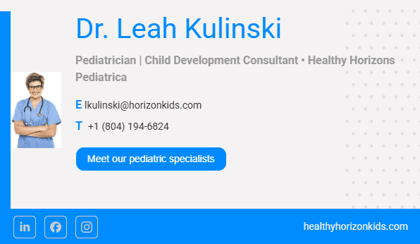 Pediatrician email signature example Pediatrician email signature example