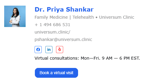Telehealth provider email signature example Telehealth provider email signature example