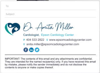 Email signature example with poor legibility Email signature example with poor legibility