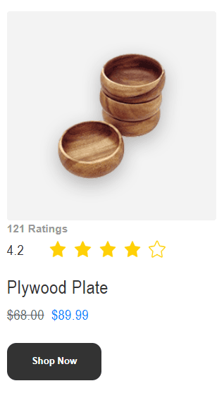 Rating placement below the product photo Rating placement below the product photo