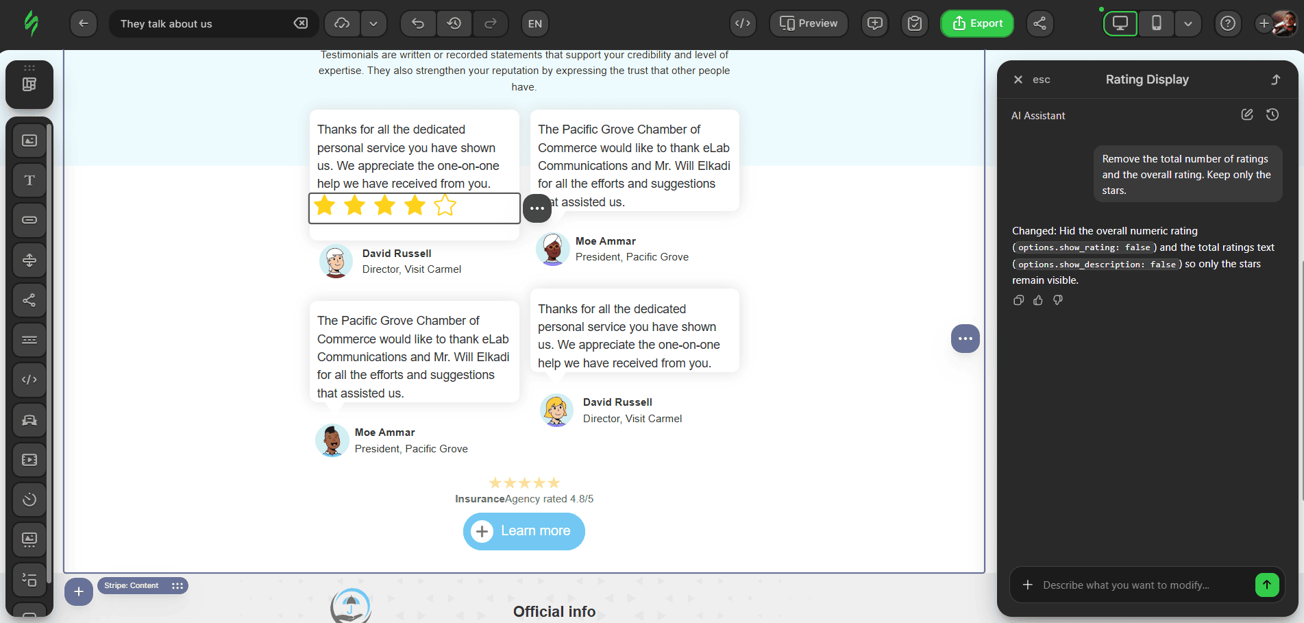 Rating display widget a feedback Rating display widget a feedback