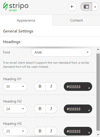 Stripo AtoZ Manual Setting HEadings
