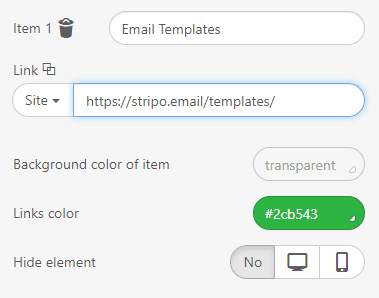 Stripo How to Build Email with Stripo Giving Names to the Menu Items