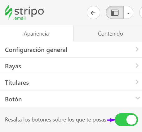 Habilitaci&oacute;n de los botones resaltados