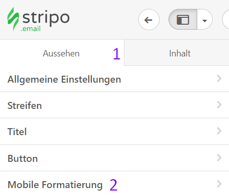 Den Reiter mobile Ansicht aufrufen _ Mit dem Button arbeiten