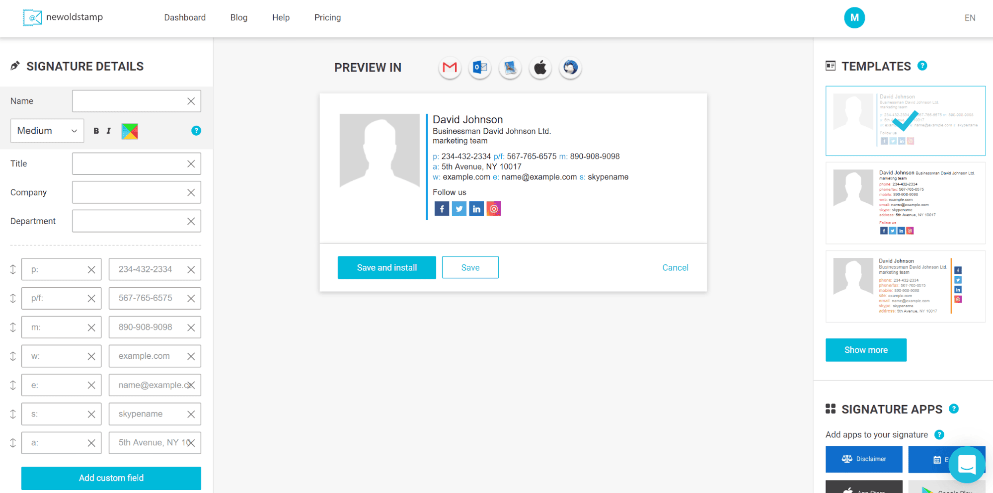 Make Your Email Signature with NewOldStamp