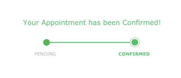 Ein Beispiel für eine Fortschrittsleiste in der Terminbestätigungs-E-Mail