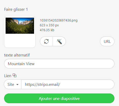 Ajout d'images aux diapositives _ Carrousel AMP avec Stripo Ajout d'images aux diapositives _ Carrousel AMP avec Stripo